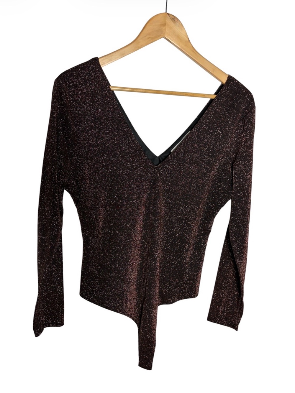 copper sparkle long sleeve thong bodysuit size L